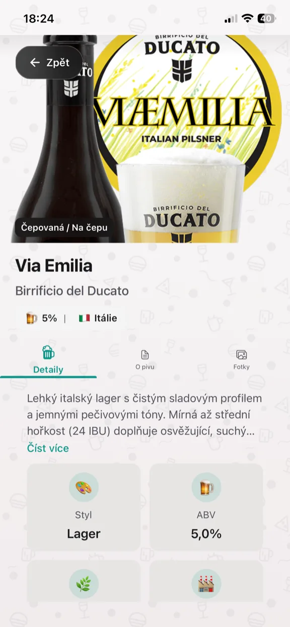 ScanYum Pivní režim — nabídky piv, styly, ABV a detaily pivovaru