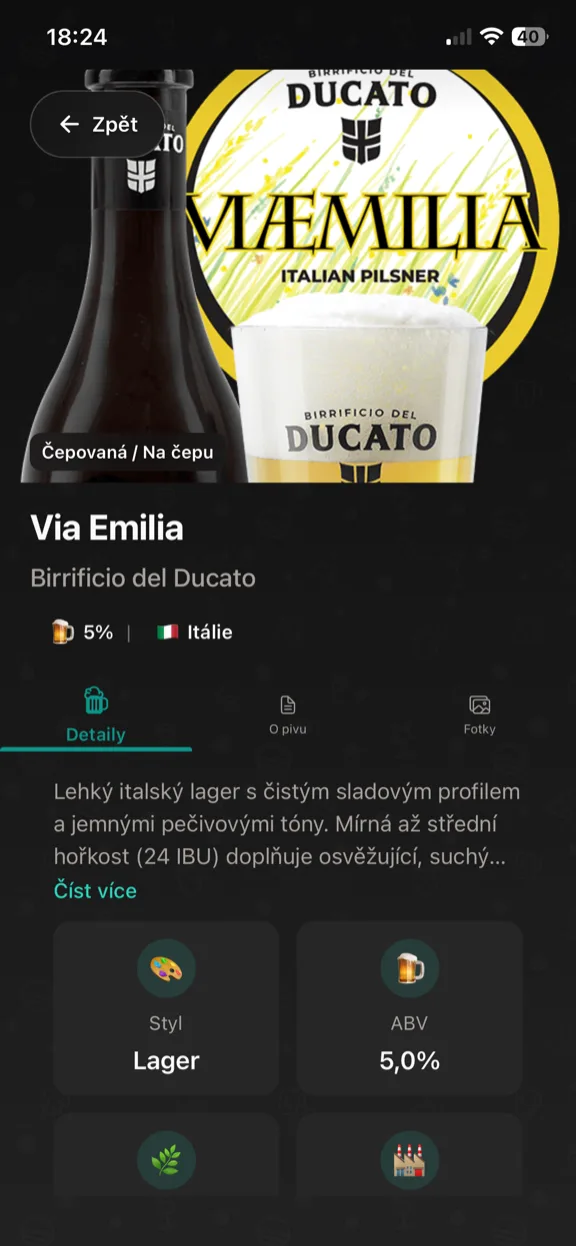 ScanYum Pivní režim — nabídky piv, styly, ABV a detaily pivovaru