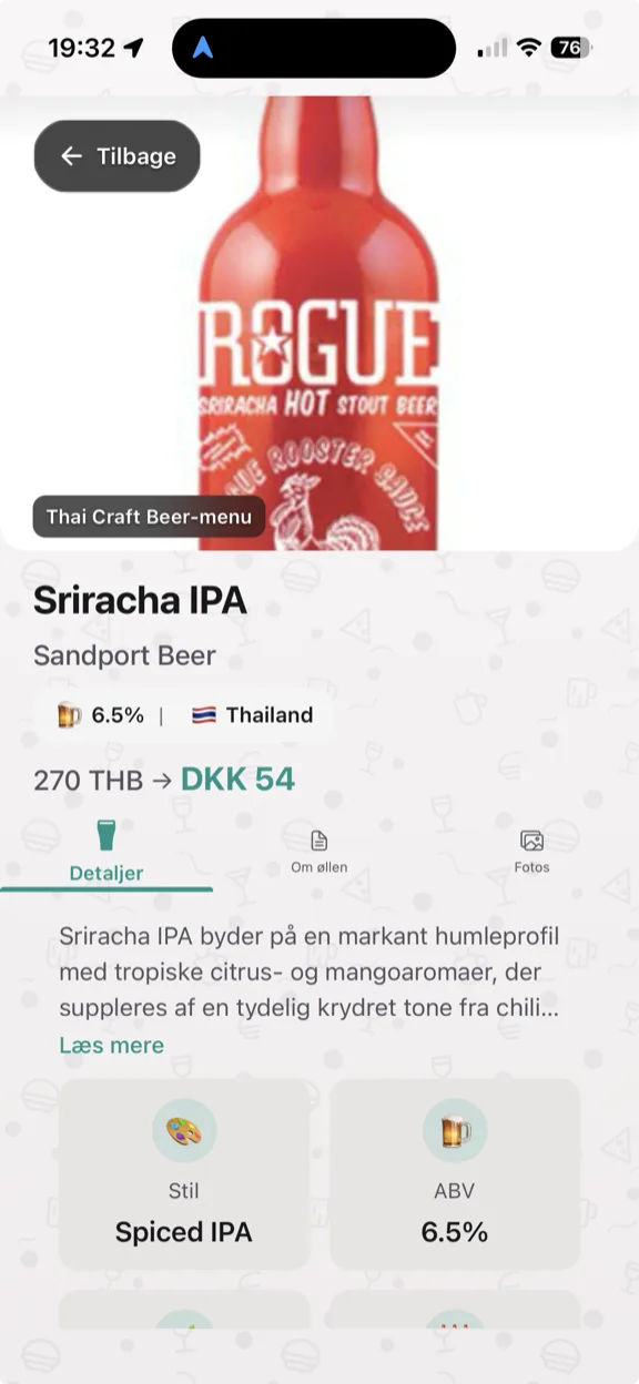 ScanYum Øltilstand — fadølslister, øltyper, ABV og bryggeriinfo