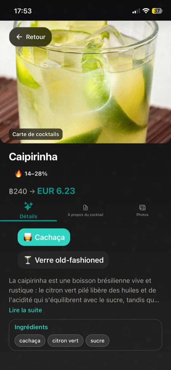 ScanYum Mode cocktail — ingrédients, spiritueux de base, profil aromatique