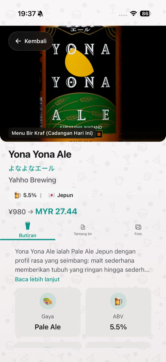 ScanYum Mod Bir — senarai bir, gaya, ABV, dan butiran kilang bir