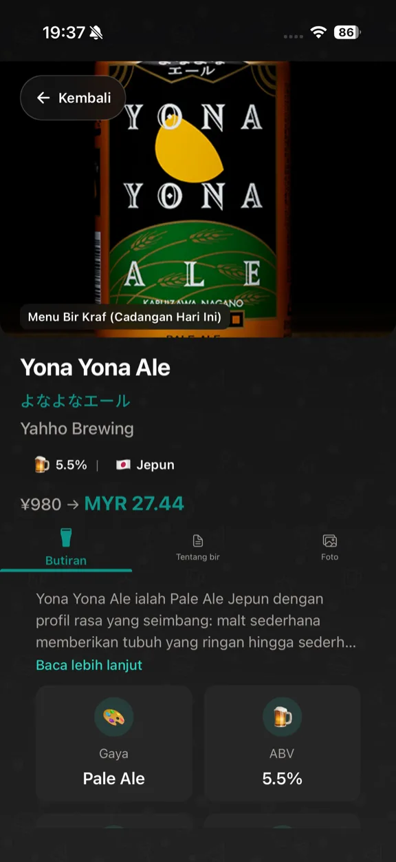 ScanYum Mod Bir — senarai bir, gaya, ABV, dan butiran kilang bir