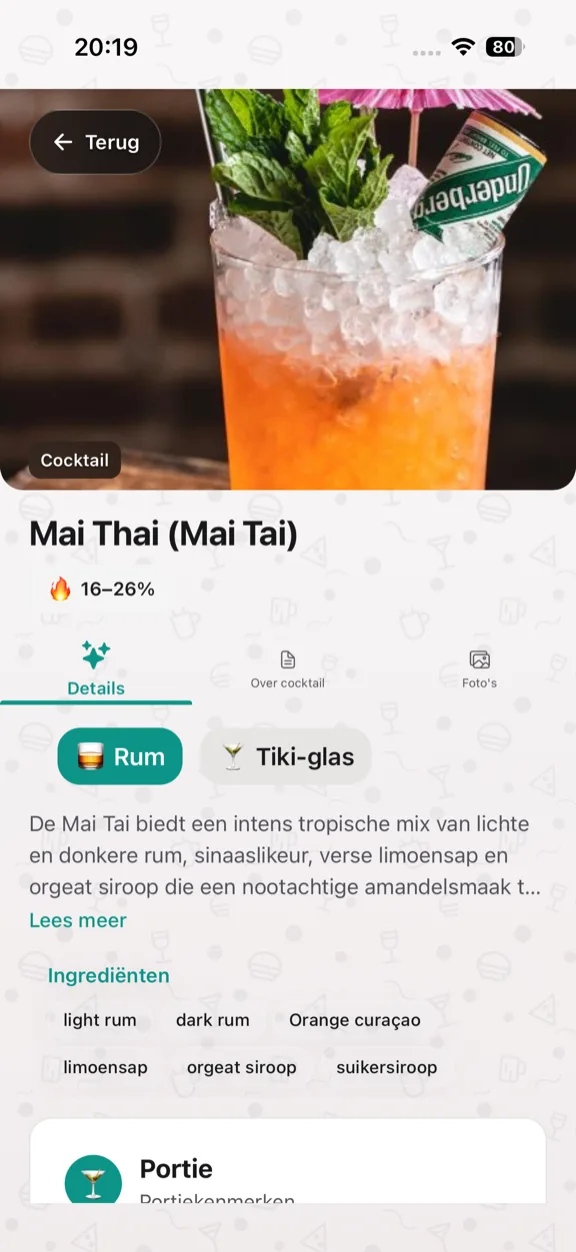 ScanYum Cocktailmodus — ingrediënten, basisspirituosa, smaakprofiel