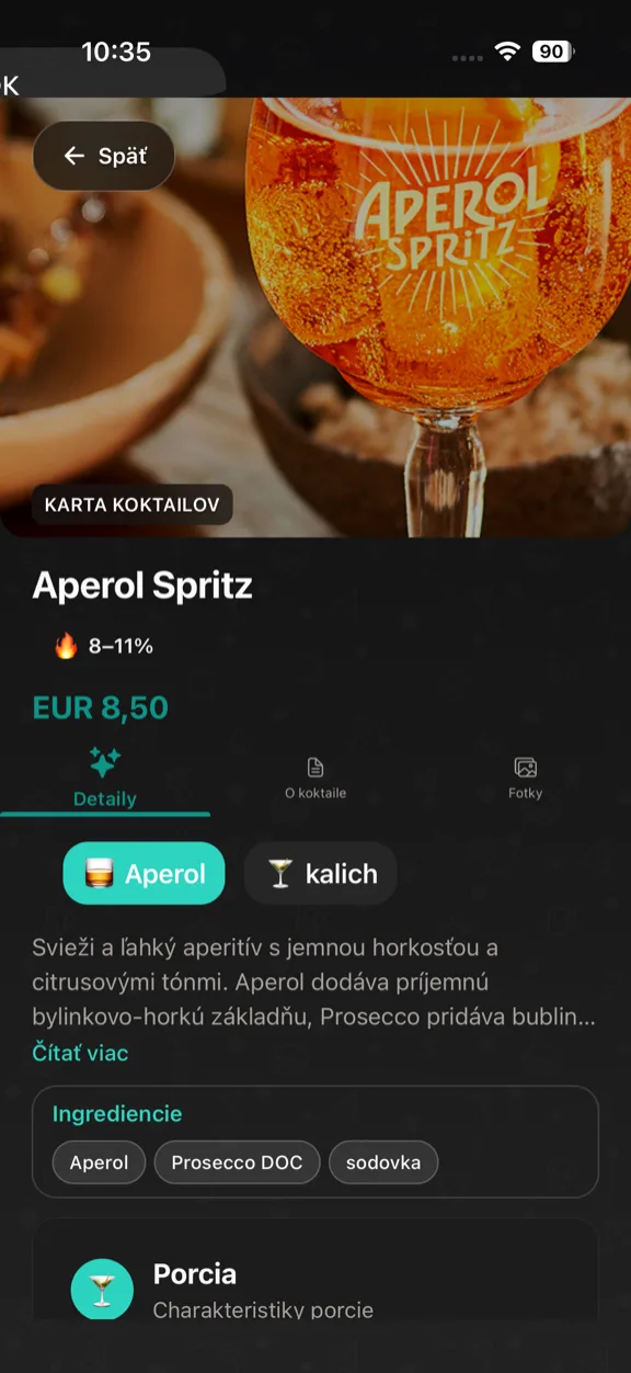 ScanYum Kokteilový režim — ingrediencie, základný destilát, chuťový profil