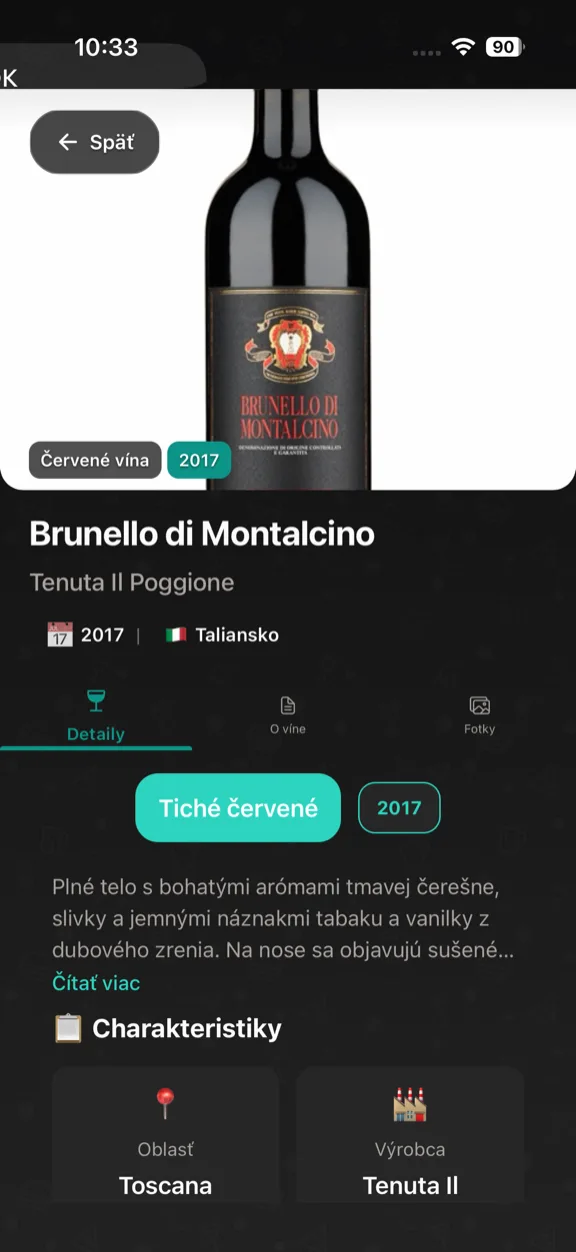 ScanYum Vínny režim — ročník, odrody hrozna, degustačné poznámky